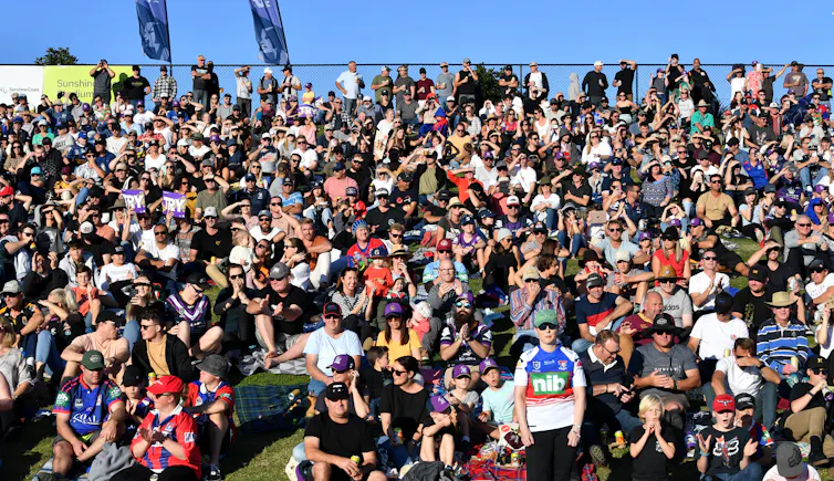 Crowds at NRL match on Sunshine Coast.
