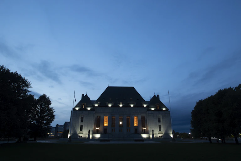 The Supreme Court of Canada at dusk
