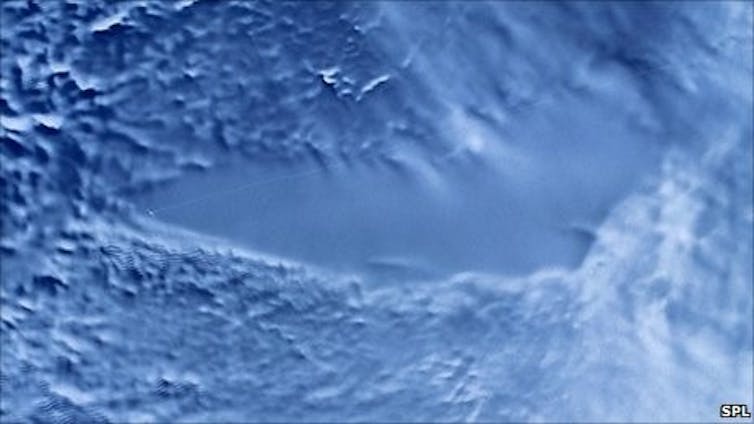 Radar image of Lake Vostok below the Antarctic ice.