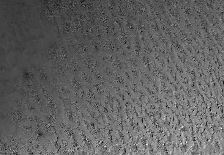 Image of Ultimi Scopuli, a region of Mars’s south polar ice cap.