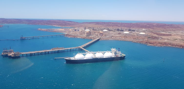 Gas ship being filled in the Pilbara.
