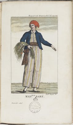 An allegorical image of Jeanne Barret by Giuseppe dall’Acqua in 1816.