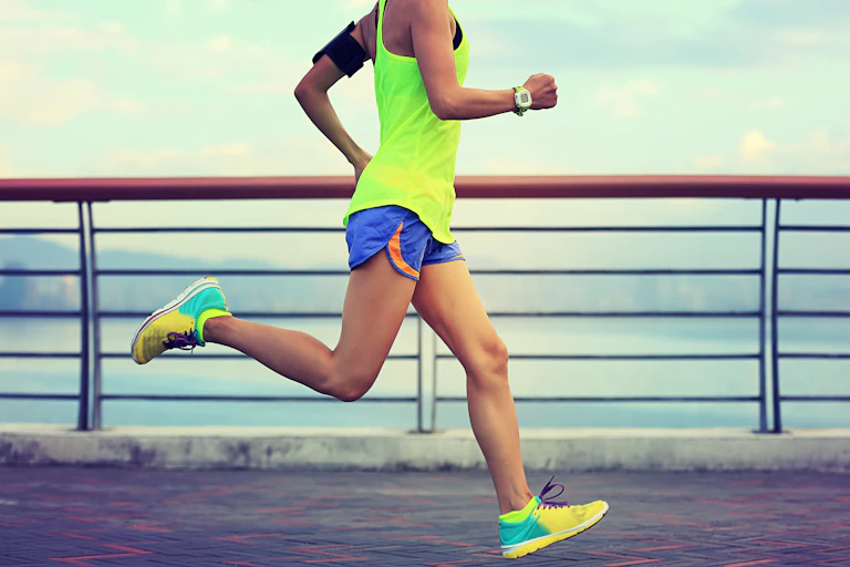 Woman running outdoors.