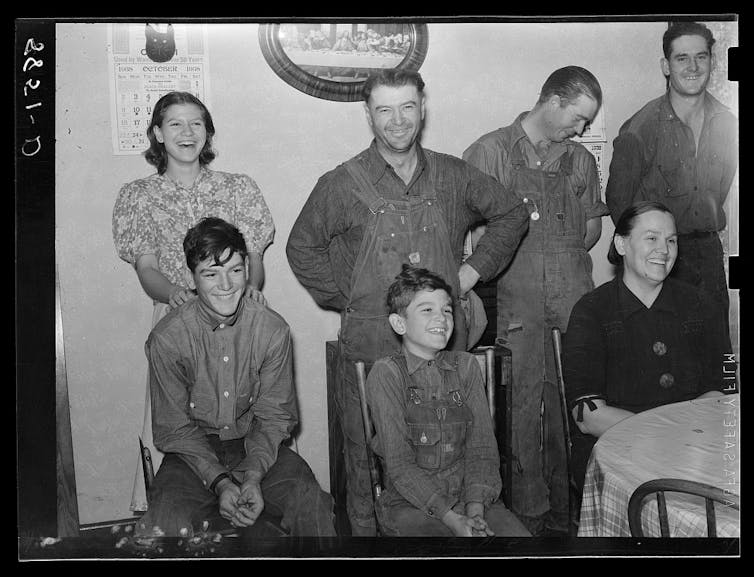 A German-American farm family in 1938 in Lincoln County, Nebraska.