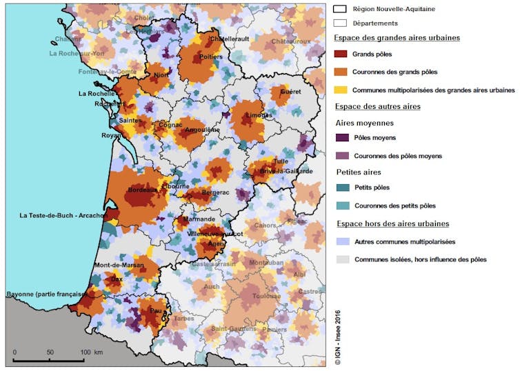 Carte de la région Nouvelle-Aquitaine