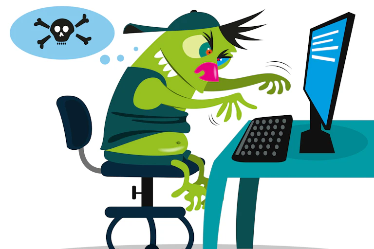 A troll at a computer.