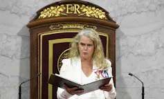 Gov. Gen. Julie Payette delivers the throne speech in the Senate chamber.