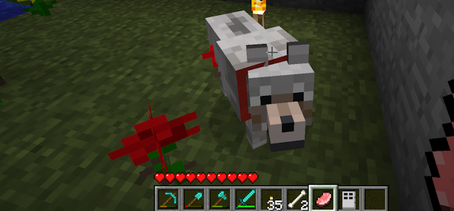 A dog in a screengrab from the game Minecraft