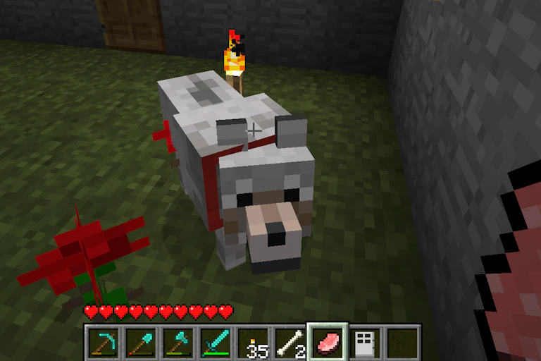 A dog in a screengrab from the game Minecraft