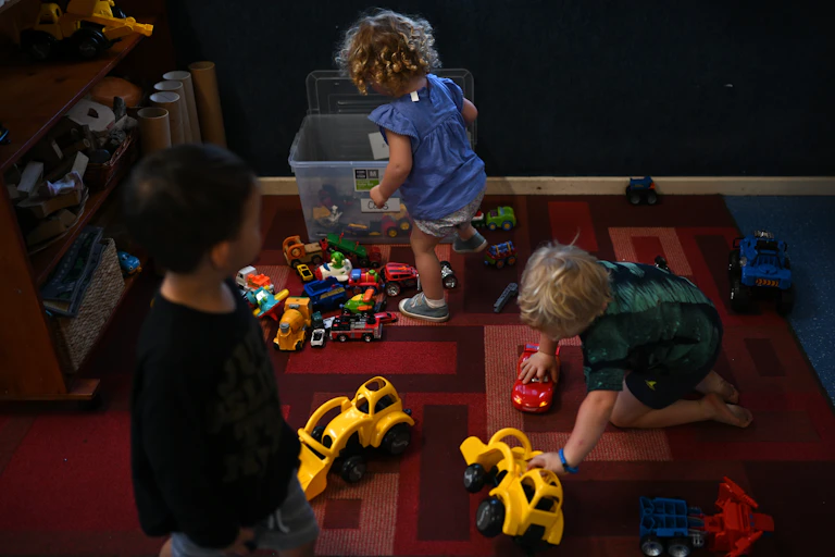 Toddlers play in an early childhood education centre.