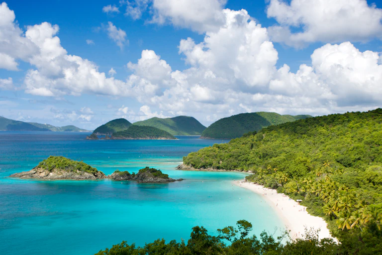 sunny day along coast of a Caribbean island