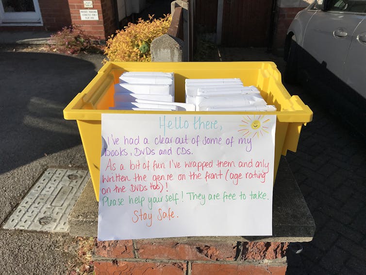 Books left in a box for kerbside collection