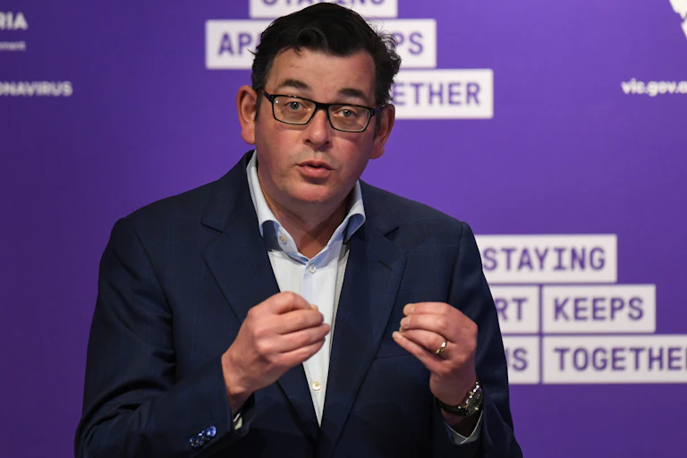 Daniel Andrews speaks to the media