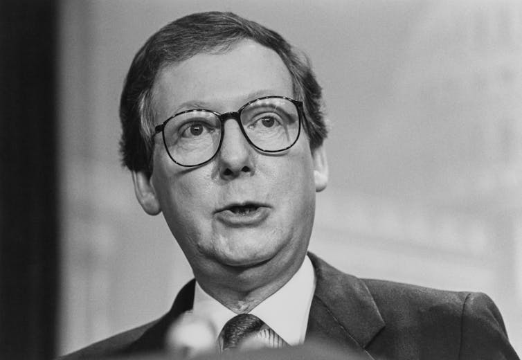 Black and white image of a younger Mcconnell