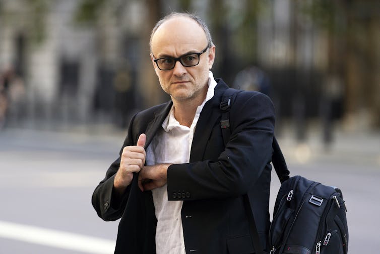 Political strategist Dominic Cummings walking outside