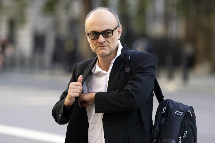 Political strategist Dominic Cummings walking outside