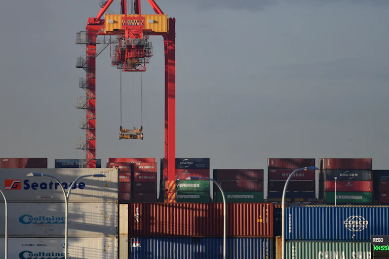 Shipping containers stacked up at Port Botany