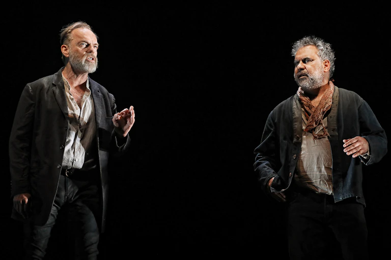 Hugo Weaving and Wayne Blair on stage