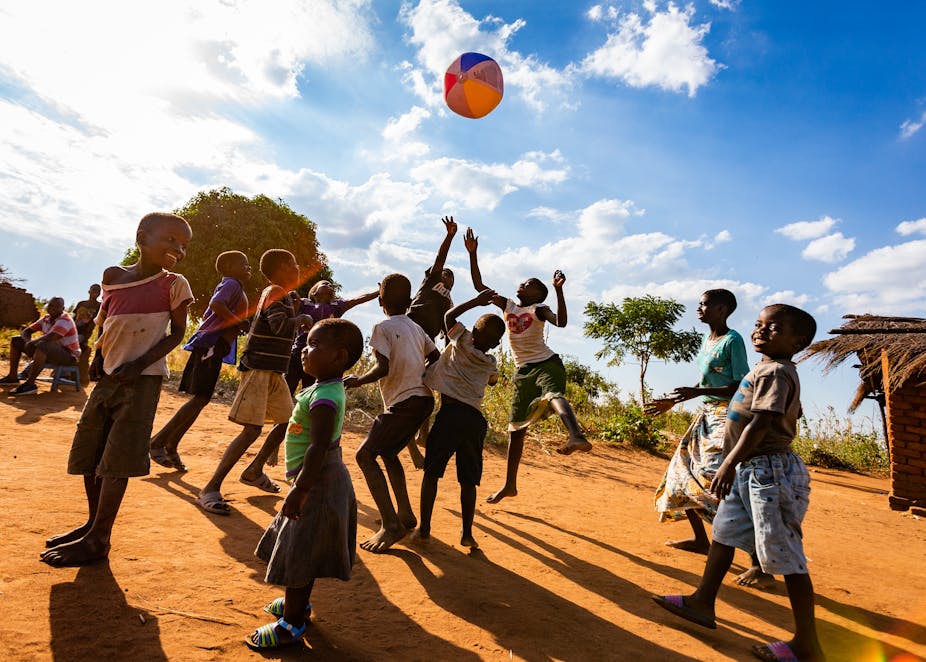Children playing with a ball.
