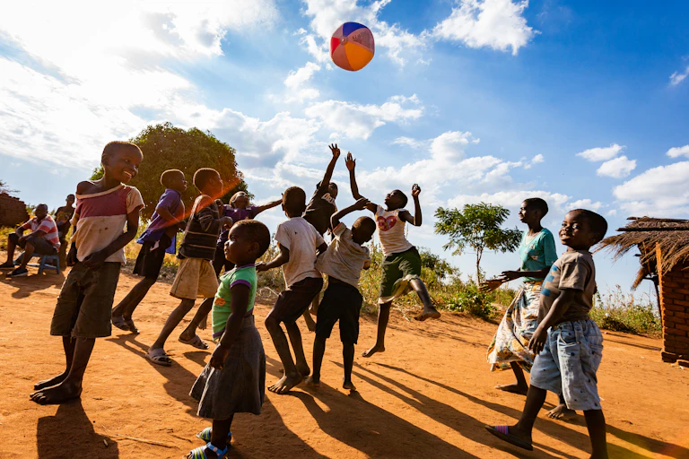 Children playing with a ball.