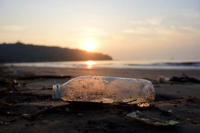 A plastic bottle left on a beach