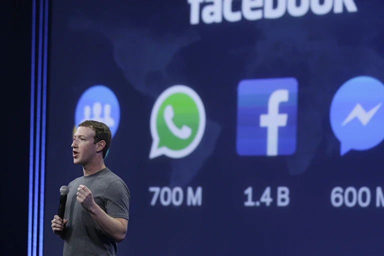 Facebook founder Mark Zuckerberg on stage.