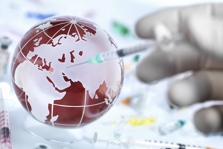 Globe with syringe