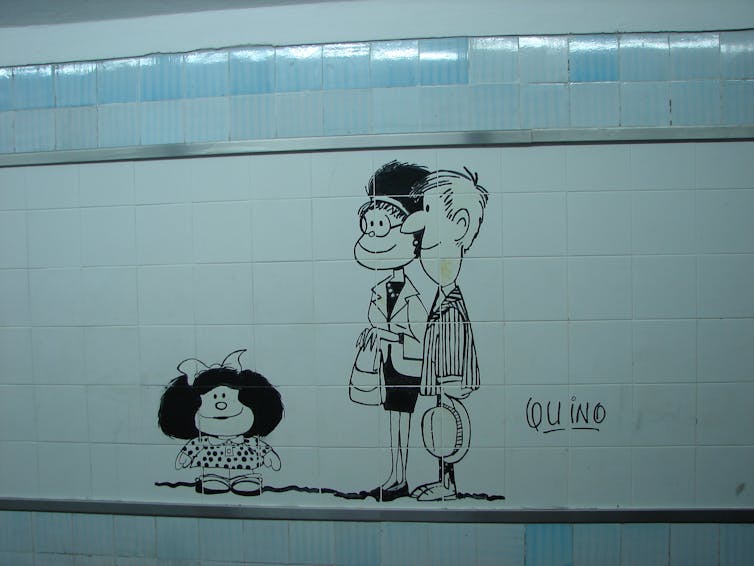 Mafalda sur un mur de métro