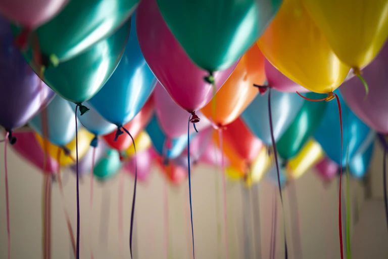 Coloured balloons inside