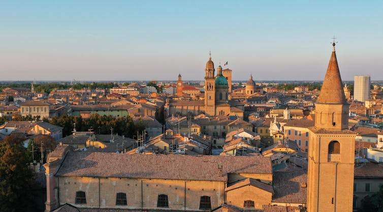 Aerial view of the city of Reggio Emilia.
