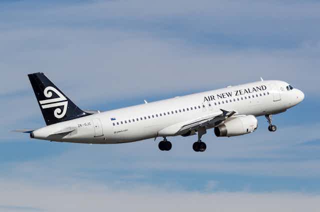Air New Zealand plane in the sky