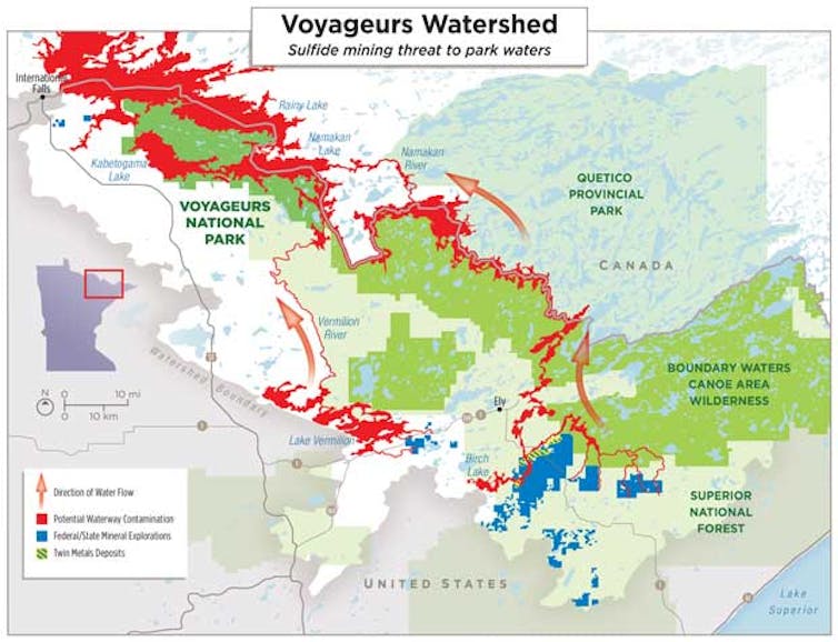 Map of parks near proposed mine site