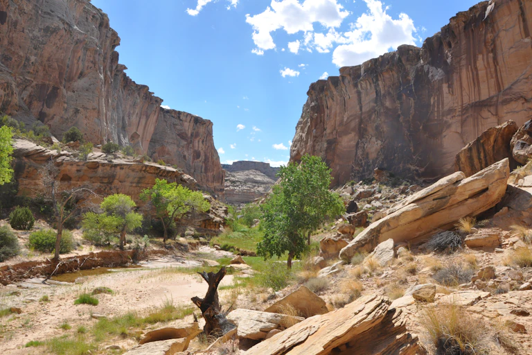 View through canyon area in Utah