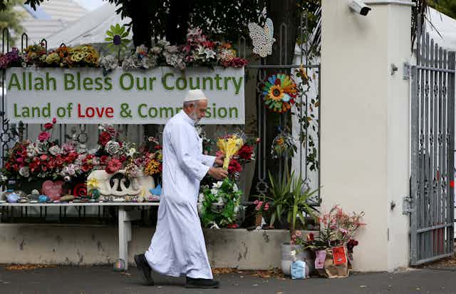 flowers at Al Noor mosque in Christchurch