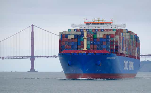 Chinese exports head to the Port of Oakland in San Francisco Bay.