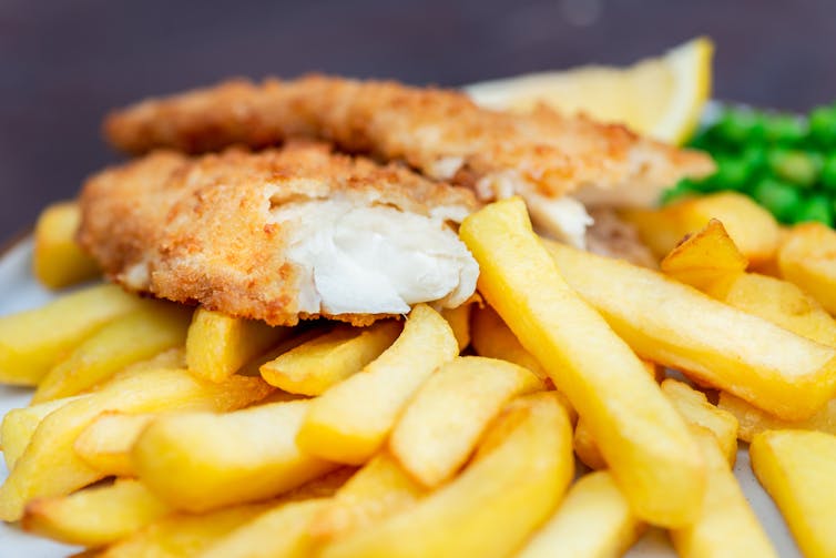 Fried fish on chips