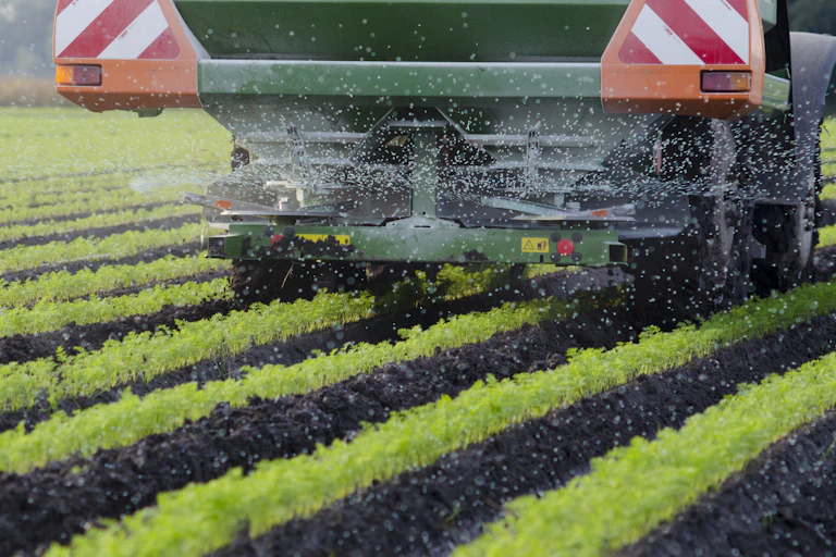 Fertiliser being applied to crops
