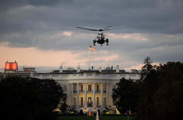 Donald Trump's helicopter landing at the White House