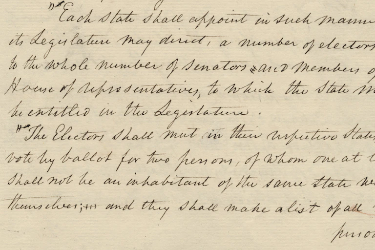 The manuscript records first discussing the proposed Electoral College