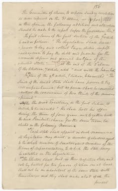 The manuscript records first discussing the proposed Electoral College