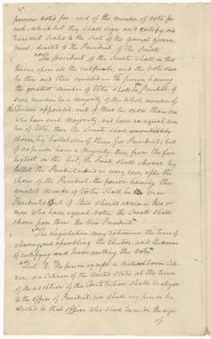 The manuscript records first discussing the proposed Electoral College