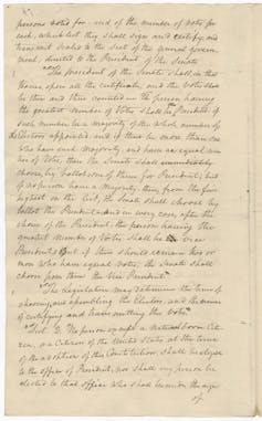 The manuscript records first discussing the proposed Electoral College