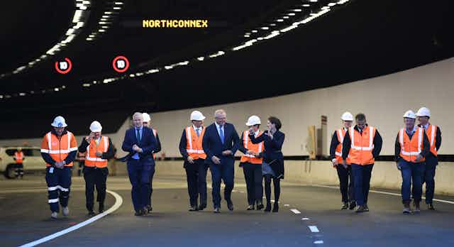 Australian prime minister Scott Morrison tours NorthConnex site.
