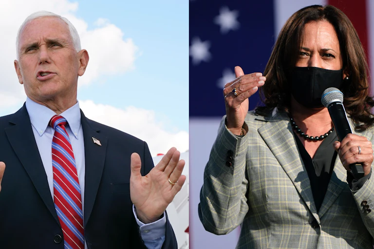 Vice President Mike Pence and Democratic Vice Presidential candidate Senator Kamala Harris