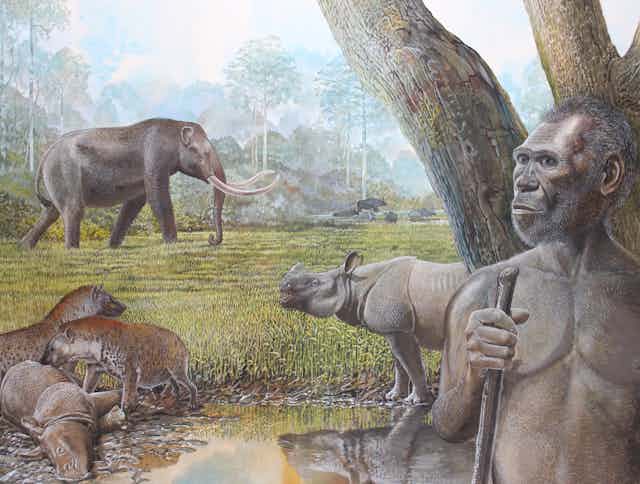 Illustration of a reconstruction of Southeast Asia during the Pleistocene.