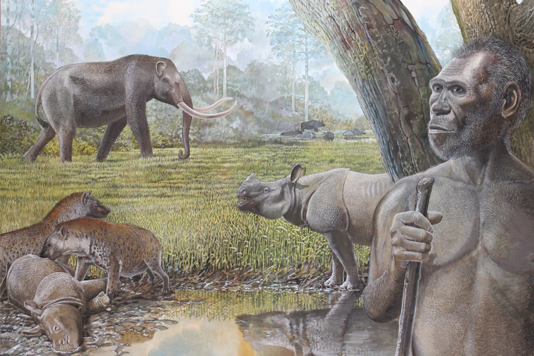 Illustration of a reconstruction of Southeast Asia during the Pleistocene.