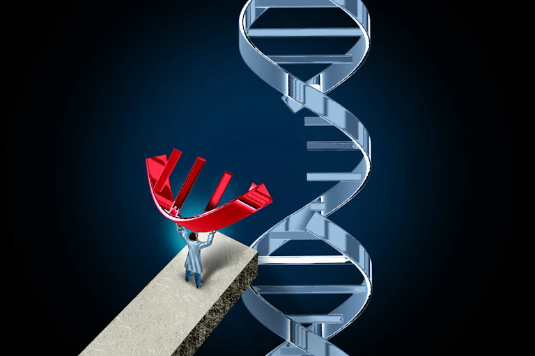 illustration of scientist editing a chance of DNA