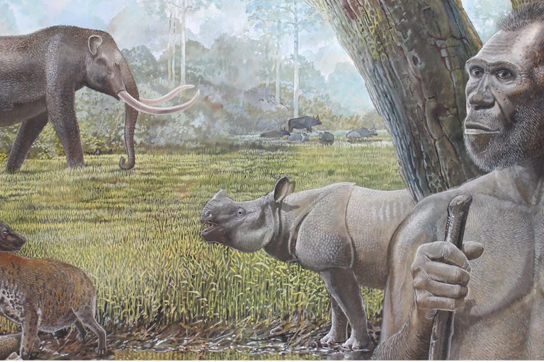 Ilustrasi masa Pleistosen di Asia Tenggara.
