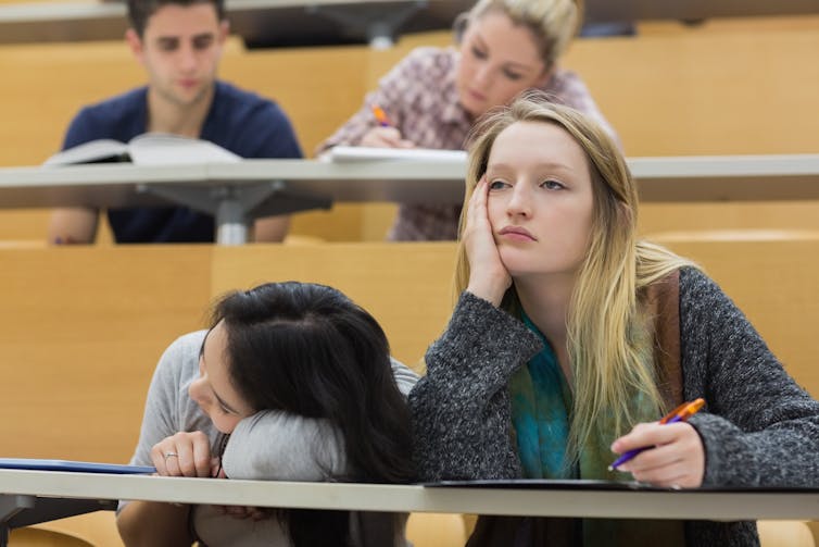 Bored students in a lecture