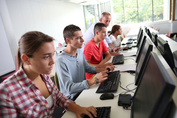 students in computer lab